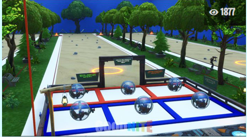 PÉTANQUE SYNERGY.Direction le camping ! Affrontez-vous autour d’une bonne partie de pétanque en 1 contre ou en équipe (3vs3). Ce joli camping vous propose 3 modes de jeu différents afin de varier vos parties. Faites vos équipes en avance et le premier à 13 points gagne ! Mode de jeu 1 : équipe 1 et 2/ Mode de jeu 2 : équipe 3 et 4/ Mode de jeu 3 : équipe 6-7-8-9. (L’équipe 1 affronte la 2 etc.…) Cependant il est possible de changer de mode jeu en cours de partie juste à changer de terrain. le code: 4896-8142-3955  